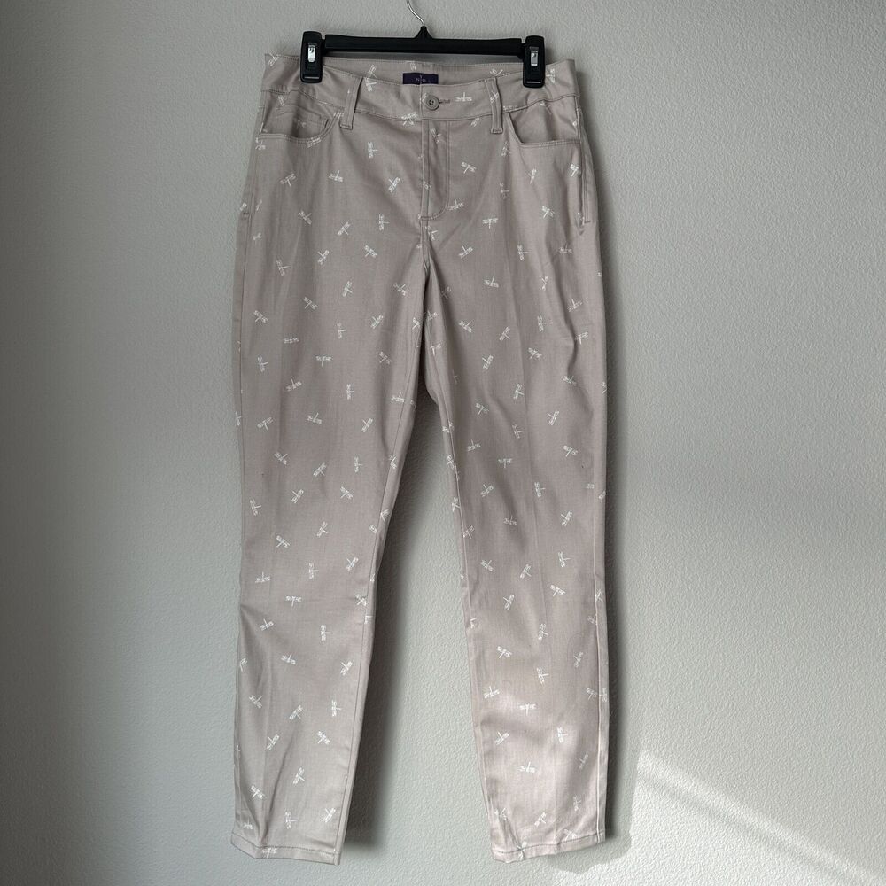 NYDJ Women's Ankle Pants Dragonfly Print Stretch Feminine Basic Retro Dainty 8